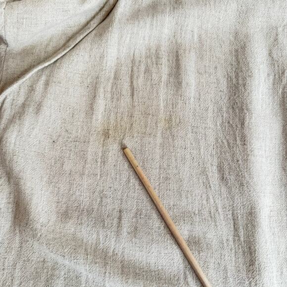 UMGEE Linen Blend Dress Oatmeal High Low Hem Pockets Boho Lagenlook Cover Up - Picture 4 of 8